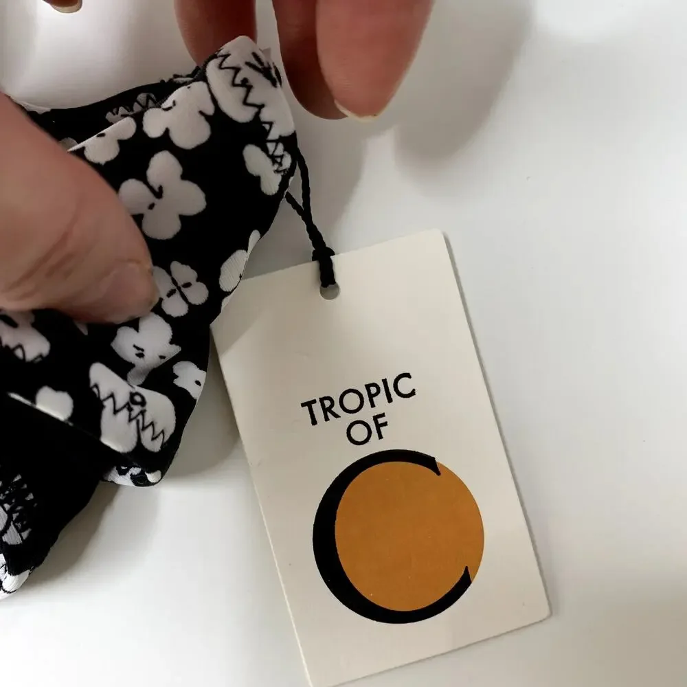 Tropic of C Coco Bikini Top Flora Floral Womens New Large Black White